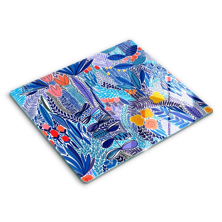 Dekoratív üveg, Wallfluent, Festett rét, Kék, 60x52 cm