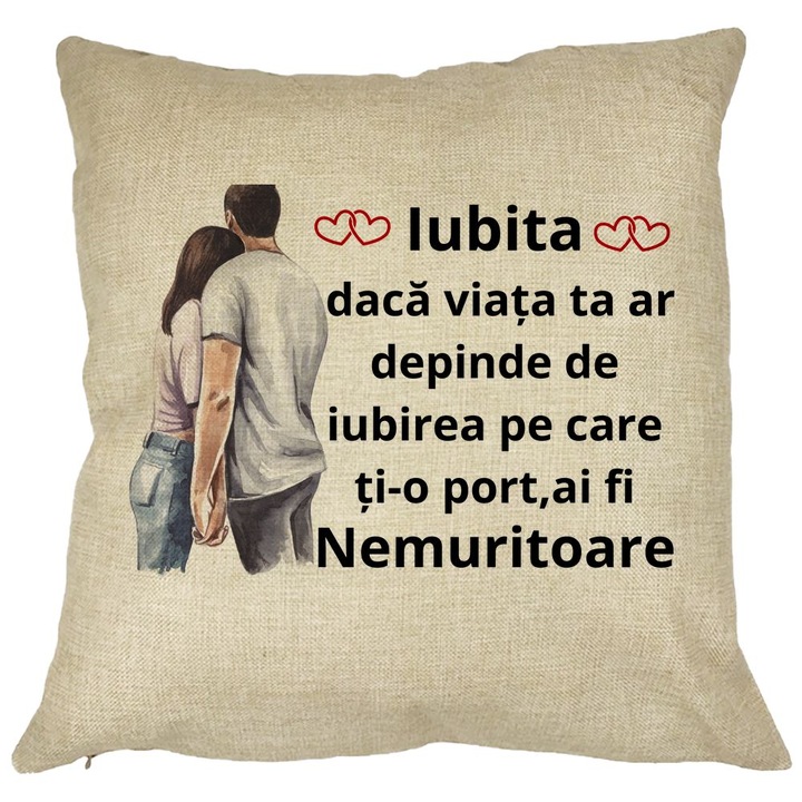 Lover Gift dekoratív párna 4-es üzenettel, 40x40 cm, levehető huzat, fújtató