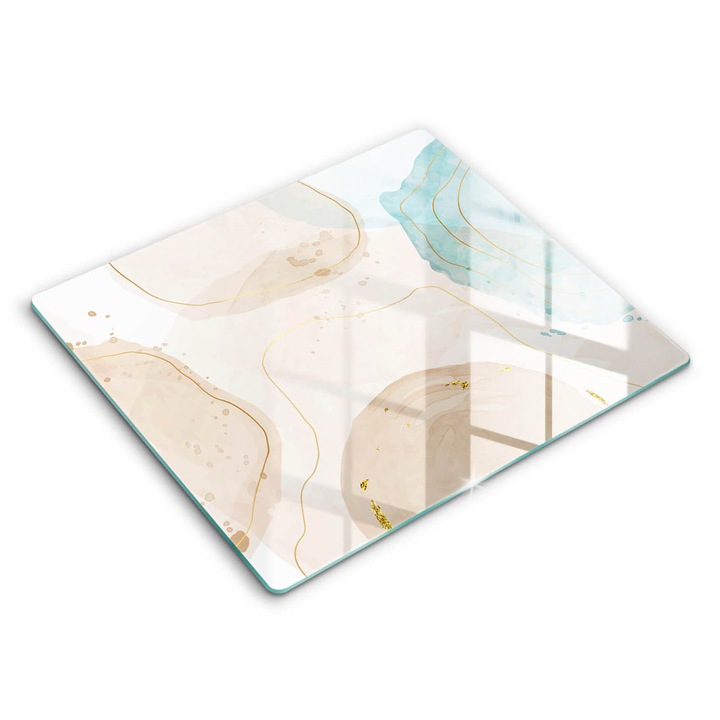 Dekoratív üveg, Wallfluent, Világos boho formák, Bézs, 60x52 cm