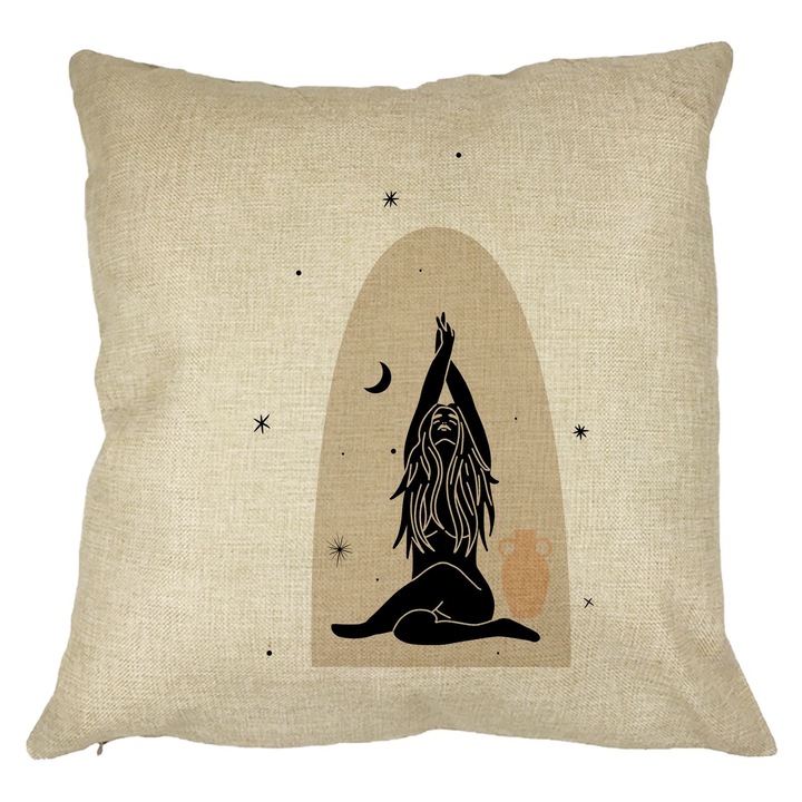 Yoga Mindfulness dekoratív párna, 40x40 cm, levehető huzat, fújtató