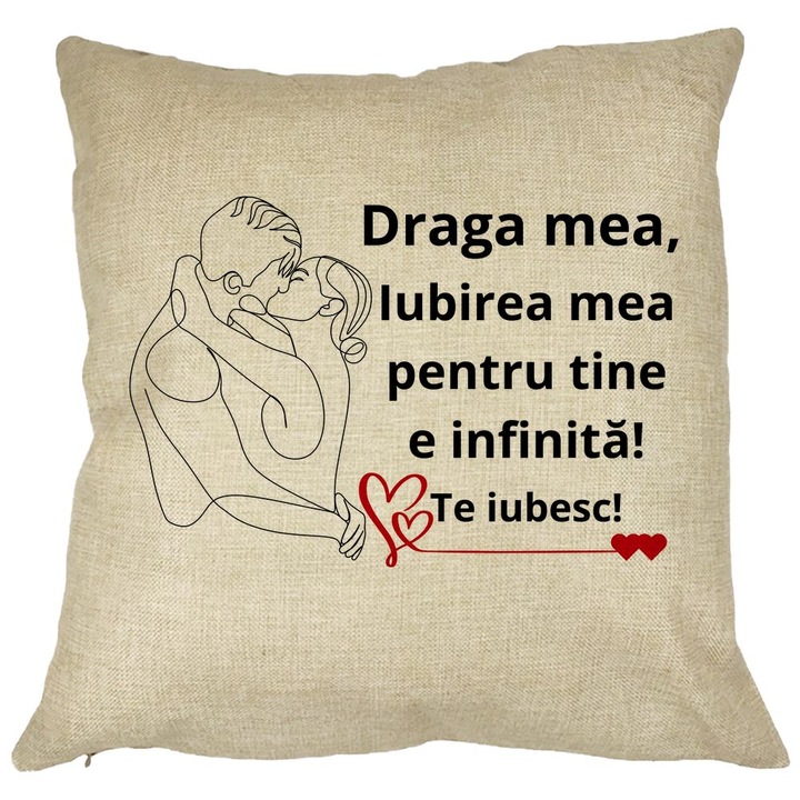 Beloved Gift dekoratív párna 1. üzenettel, 40x40 cm, Levehető huzat, Fújtató