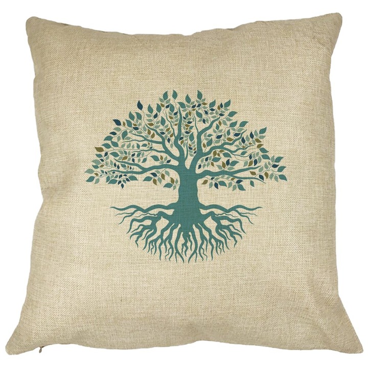 Életfa díszpárna, 40x40 cm, Levehető huzat, Fújtató