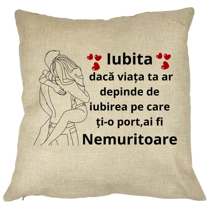 Lover Gift dekoratív párna 2. üzenettel, 40x40 cm, Levehető huzat, Fújtató