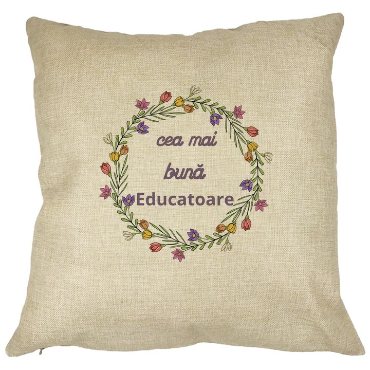 Dekoratív párna szöveggel tanároknak 1, 40x40 cm, levehető huzat, fújtató
