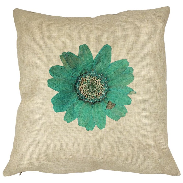 Dekoratív párna virágmotívumokkal 2, 40x40 cm, Levehető huzat, Fújtató