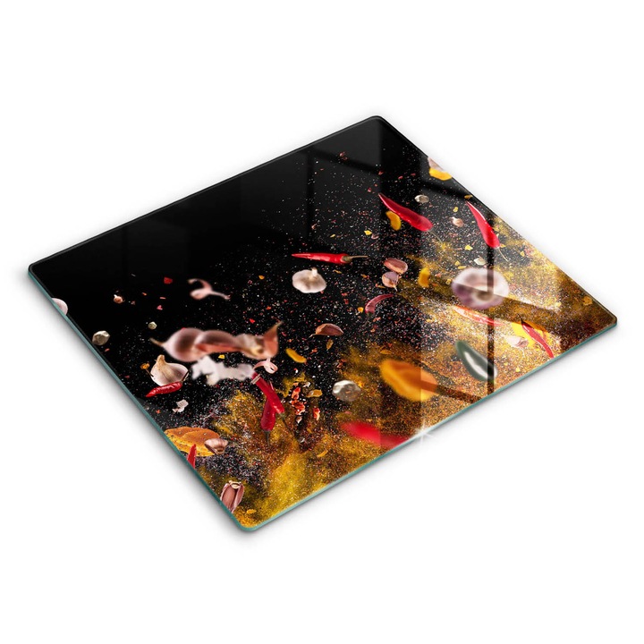 Dekoratív üveg, Wallfluent, Forró fűszerek, Fekete, 60x52 cm