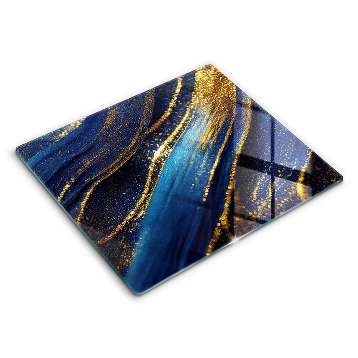 Dekoratív üveg, Wallfluent, Sötétkék absztrakció, Kék, 60x52 cm