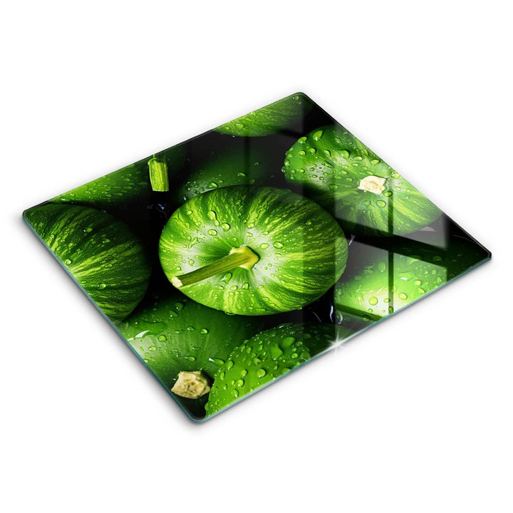 Dekoratív üveg, Wallfluent, Zöld sütőtök, Zöld, 60x52 cm