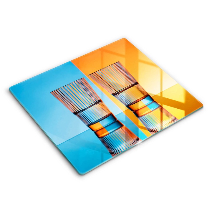 Dekoratív üveg, Wallfluent, Két pohár vizet, Sokszínű, 60x52 cm