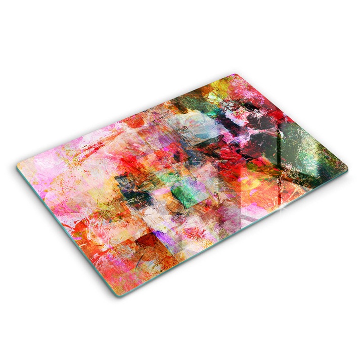 Dekoratív üveg, Wallfluent, Festék absztrakció, Sokszínű, 80x52 cm