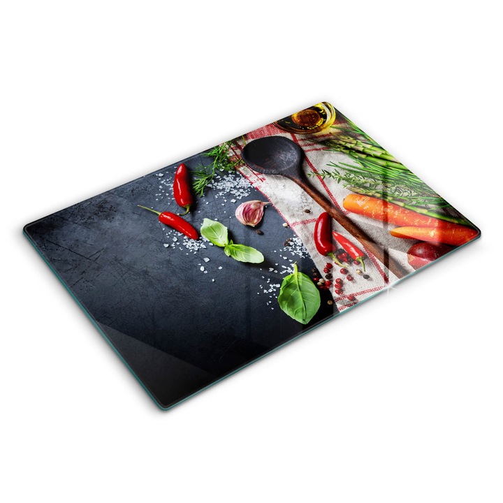 Dekoratív üveg, Wallfluent, Konyhai étel, Sokszínű, 80x52 cm