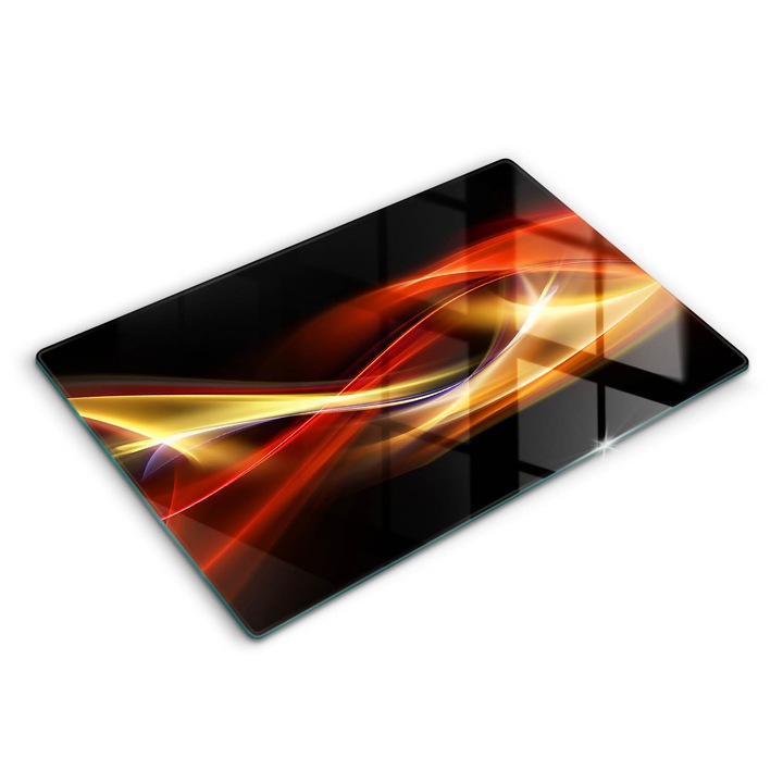 Dekoratív üveg, Wallfluent, Absztrakt füst és fény, Fekete, 80x52 cm