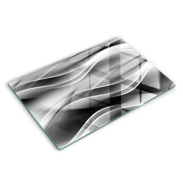 Dekoratív üveg, Wallfluent, Absztrakt füstvonalak, Szürke, 80x52 cm
