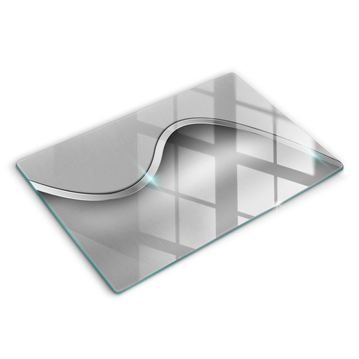 Dekoratív üveg, Wallfluent, Fém absztrakció, Ezüstszín, 80x52 cm