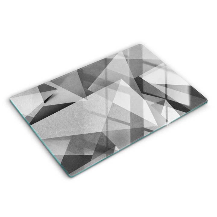 Dekoratív üveg, Wallfluent, Konkrét éles absztrakció, Szürke, 80x52 cm