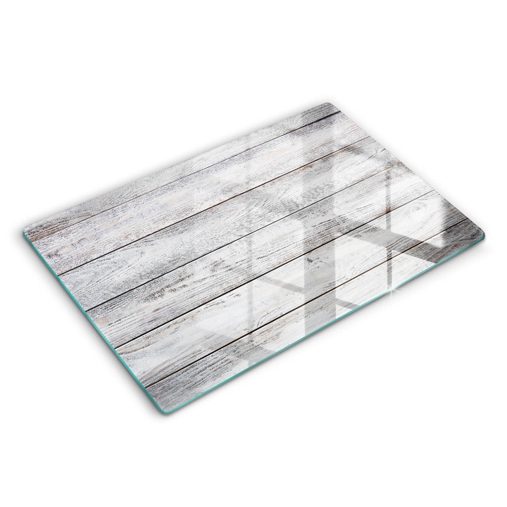 Dekoratív üveg, Wallfluent, Világos fa táblák, Szürke, 80x52 cm