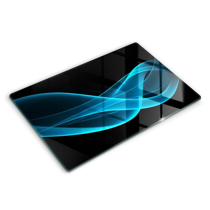 Dekoratív üveg, Wallfluent, Kék absztrakció, Fekete, 80x52 cm