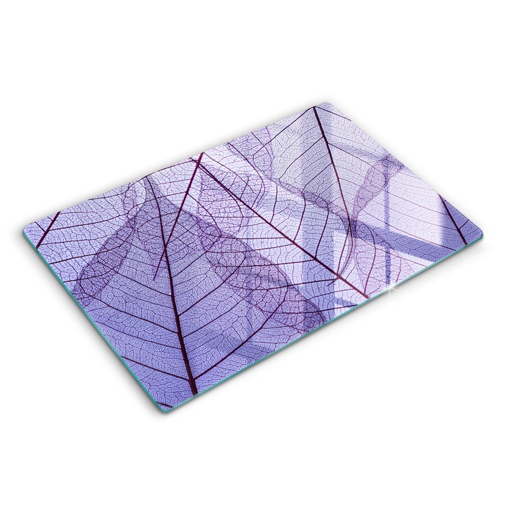 Dekoratív üveg, Wallfluent, Levelek erekkel, Lila, 80x52 cm