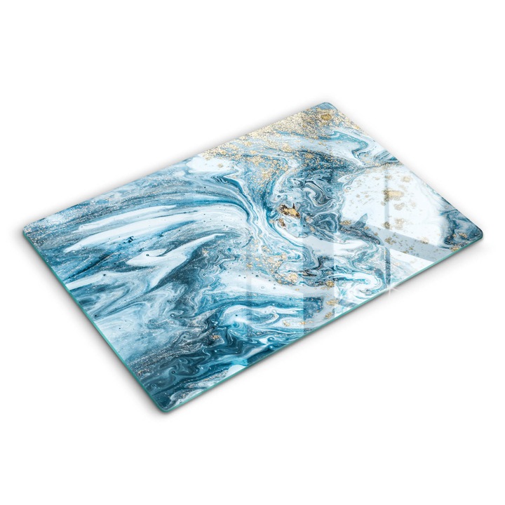 Dekoratív üveg, Wallfluent, Szerkezete arannyal, Kék, 80x52 cm