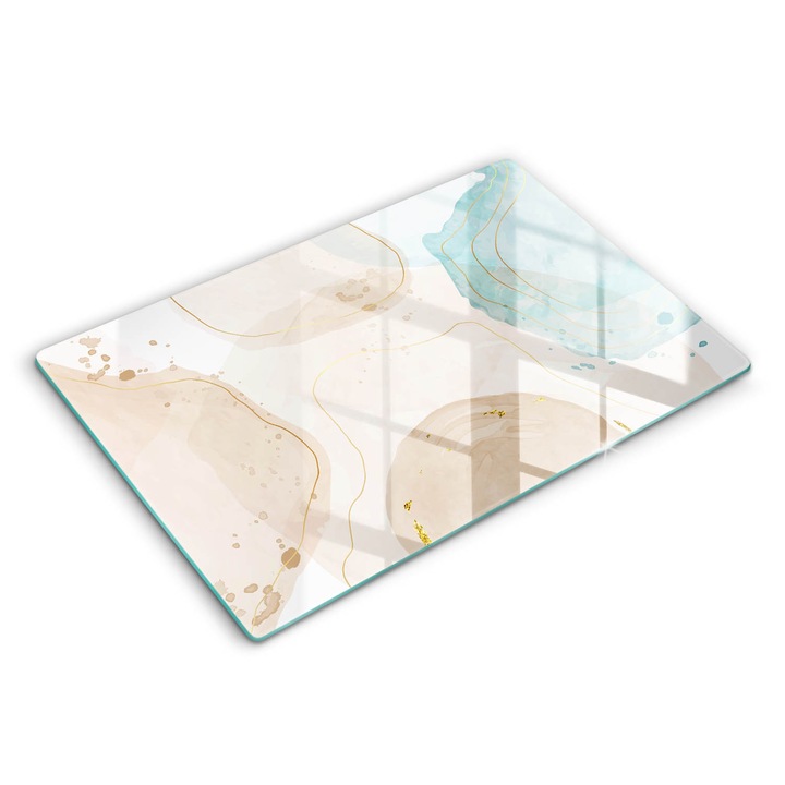 Dekoratív üveg, Wallfluent, Világos boho formák, Bézs, 80x52 cm