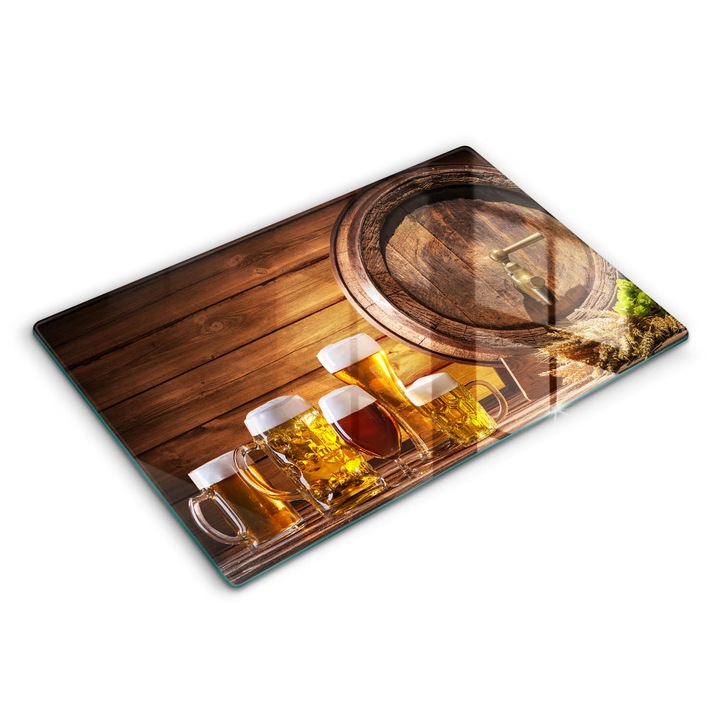 Dekoratív üveg, Wallfluent, Hordó sör, Barna, 80x52 cm