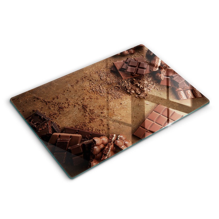 Dekoratív üveg, Wallfluent, Csokoládé édességek, Barna, 80x52 cm