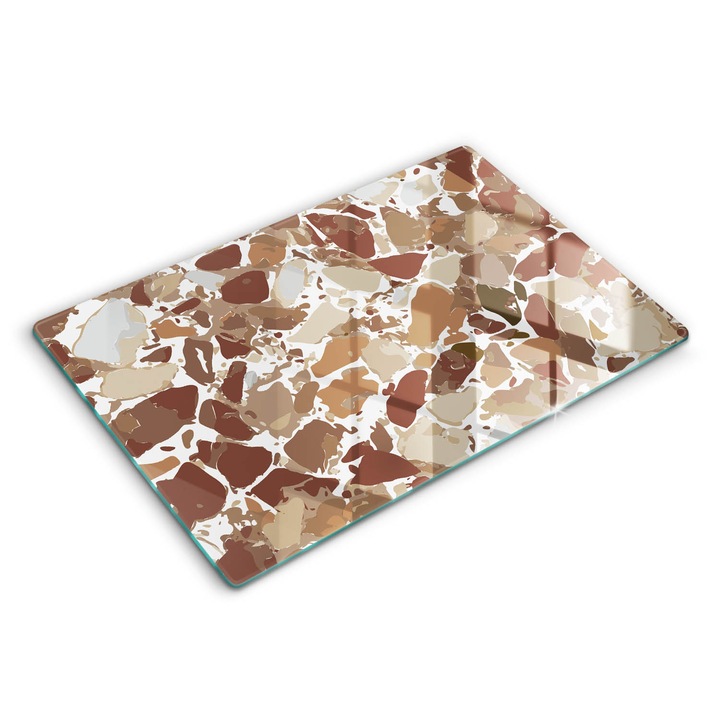 Dekoratív üveg, Wallfluent, Kő díszítő foltok, Bézs, 80x52 cm