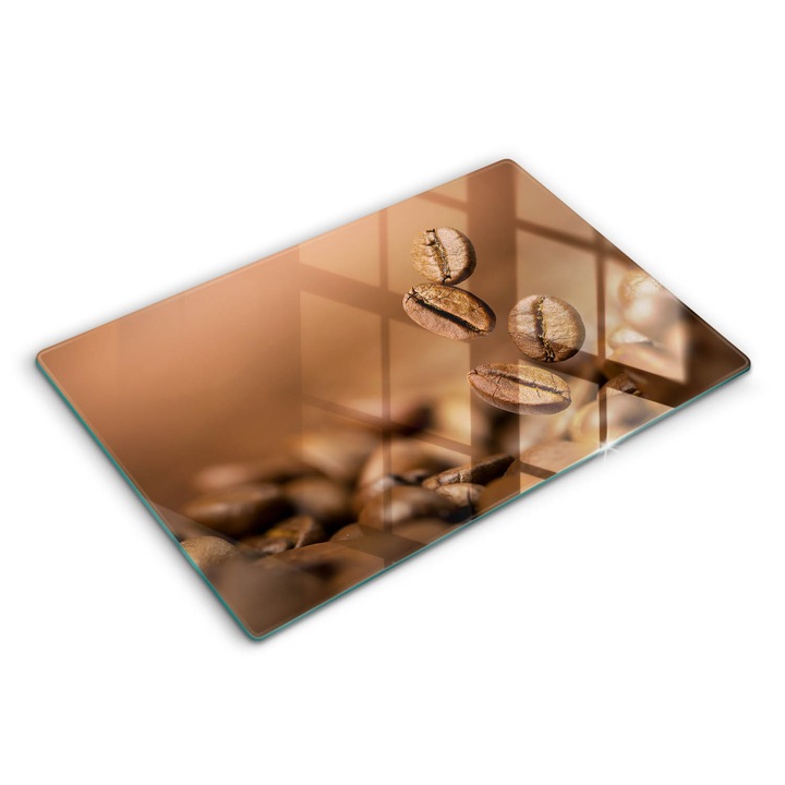 Dekoratív üveg, Wallfluent, Kávébab, Barna, 80x52 cm