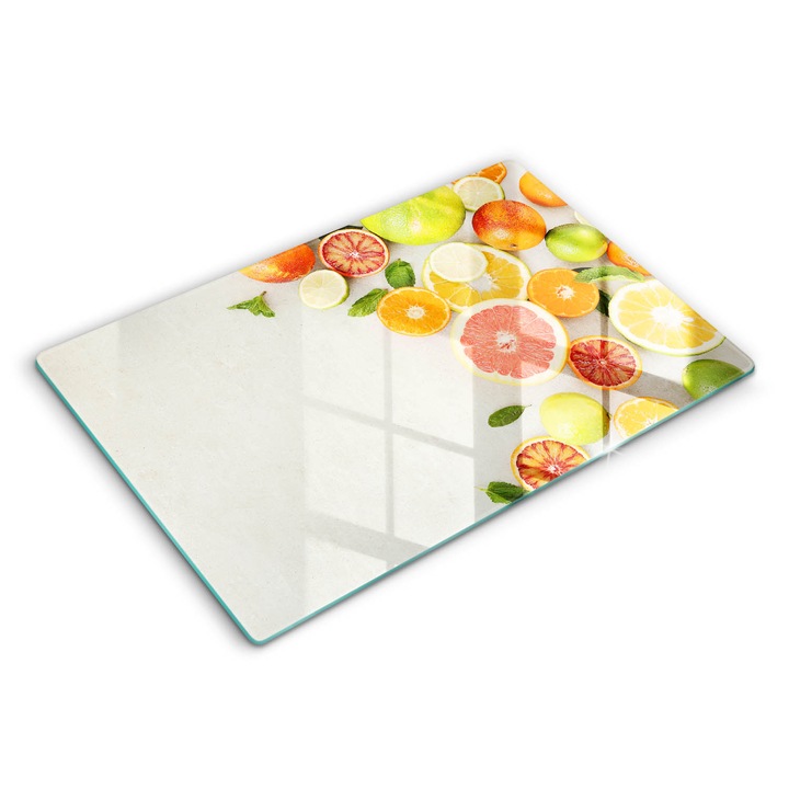 Dekoratív üveg, Wallfluent, Citrusfélék, Sokszínű, 80x52 cm