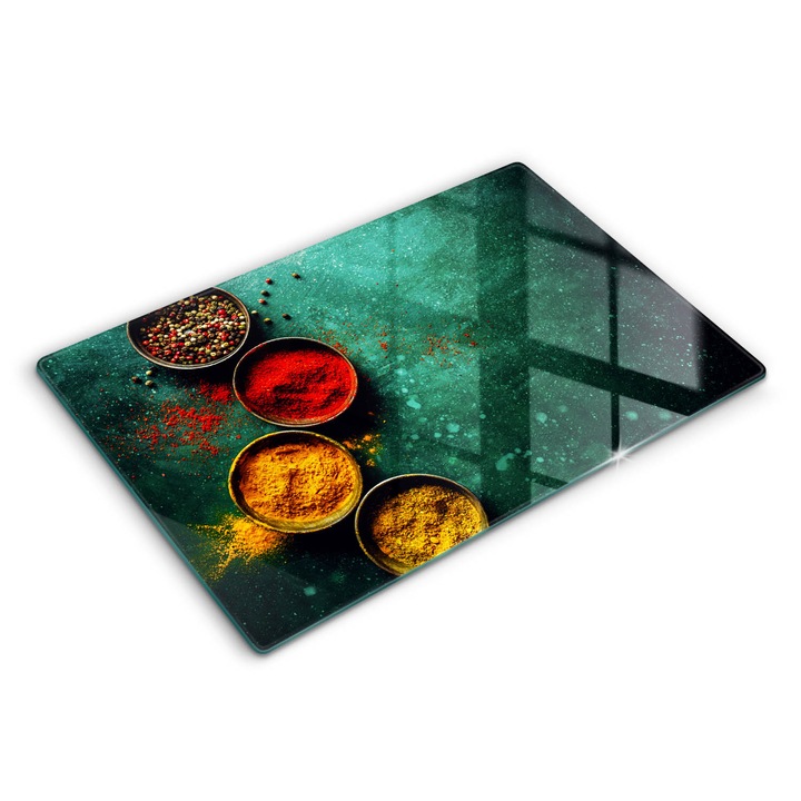 Dekoratív üveg, Wallfluent, Keleti fűszerek, Zöld, 80x52 cm