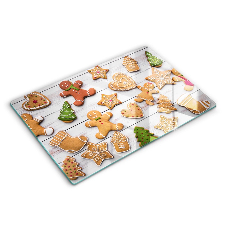 Dekoratív üveg, Wallfluent, Karácsonyi mézeskalács, Bézs, 80x52 cm