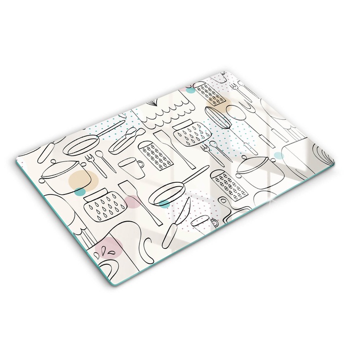 Dekoratív üveg, Wallfluent, Konyhai kiegészítők, Fehér, 80x52 cm