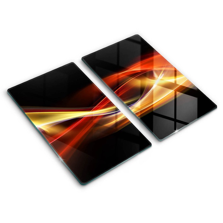 Dekoratív üveg, Wallfluent, Absztrakt füst és fény, Fekete, 2x30x52 cm