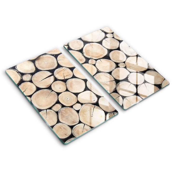 Dekoratív üveg, Wallfluent, Fa fatörzsek, Bézs, 2x30x52 cm