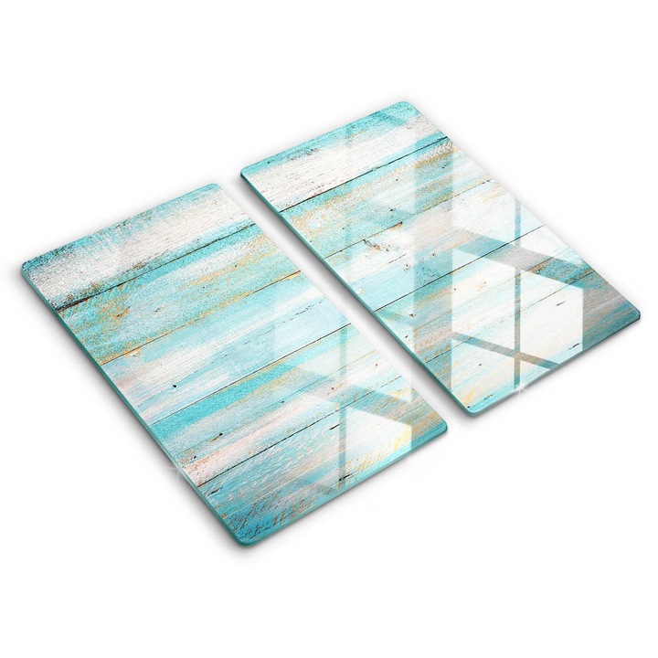 Dekoratív üveg, Wallfluent, Vintage fa táblák, Kék, 2x30x52 cm