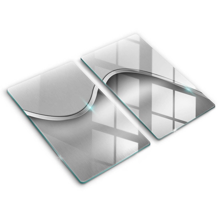 Dekoratív üveg, Wallfluent, Fém absztrakció, Ezüstszín, 2x30x52 cm