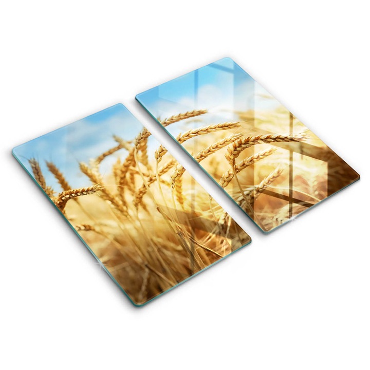 Dekoratív üveg, Wallfluent, Kalász gabonafélék a területen, Sárga, 2x30x52 cm