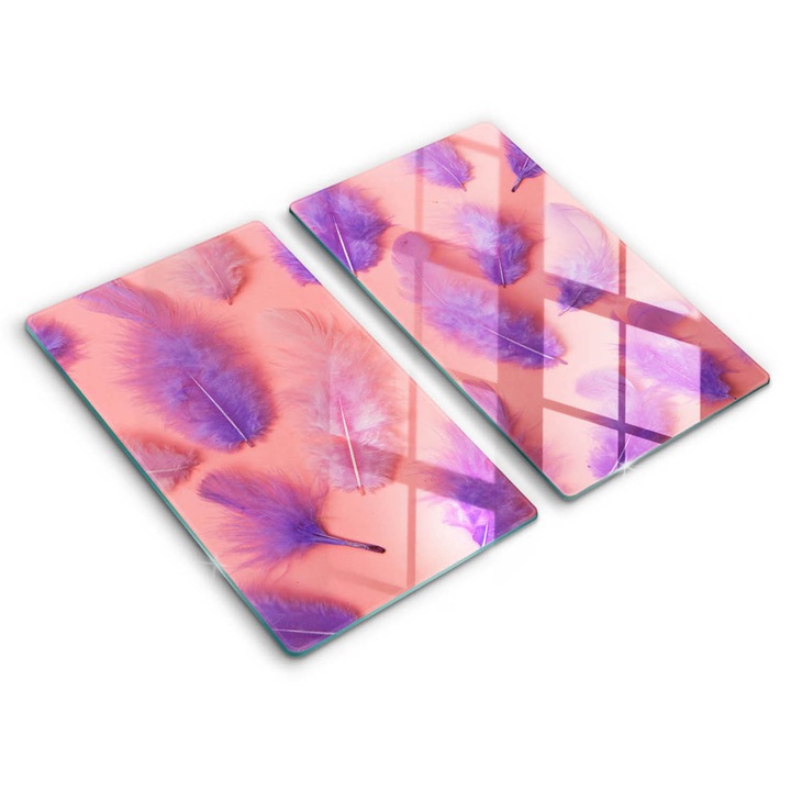 Dekoratív üveg, Wallfluent, Bolyhos tollak, Rózsaszín, 2x30x52 cm