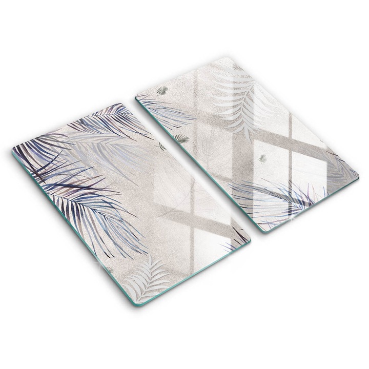 Dekoratív üveg, Wallfluent, Finom levelek, Szürke, 2x30x52 cm