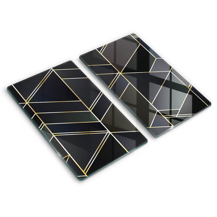 Dekoratív üveg, Wallfluent, Absztrakt háromszögek, Fekete, 2x30x52 cm