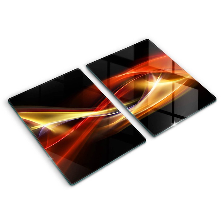 Dekoratív üveg, Wallfluent, Absztrakt füst és fény, Fekete, 2x40x52 cm