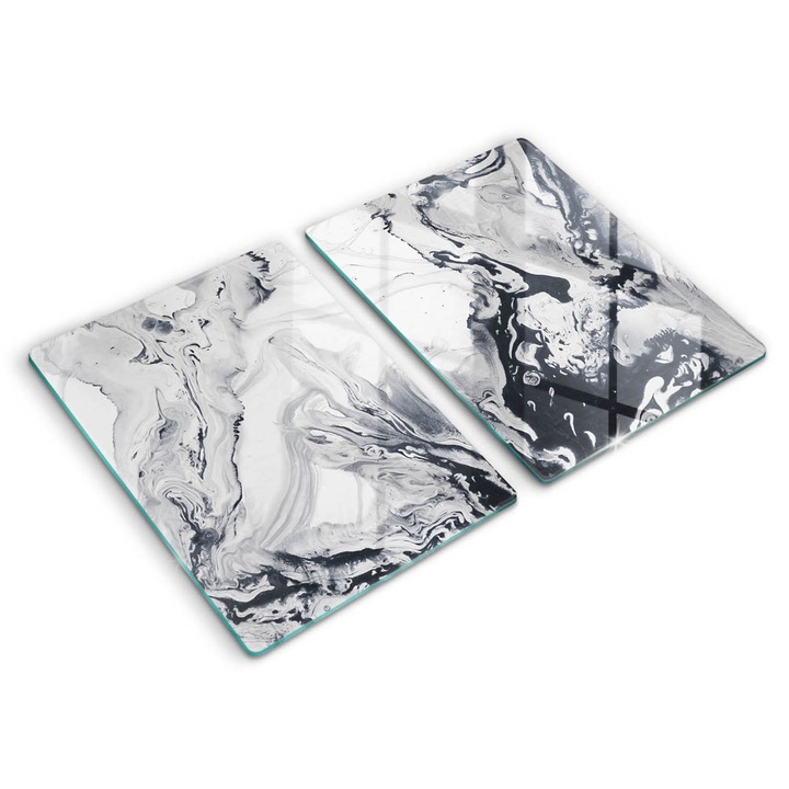 Dekoratív üveg, Wallfluent, Tinta absztrakció, Szürke, 2x40x52 cm