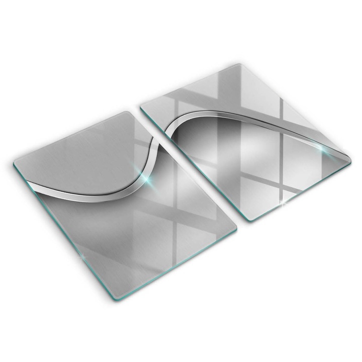 Dekoratív üveg, Wallfluent, Fém absztrakció, Ezüstszín, 2 x40x52 cm