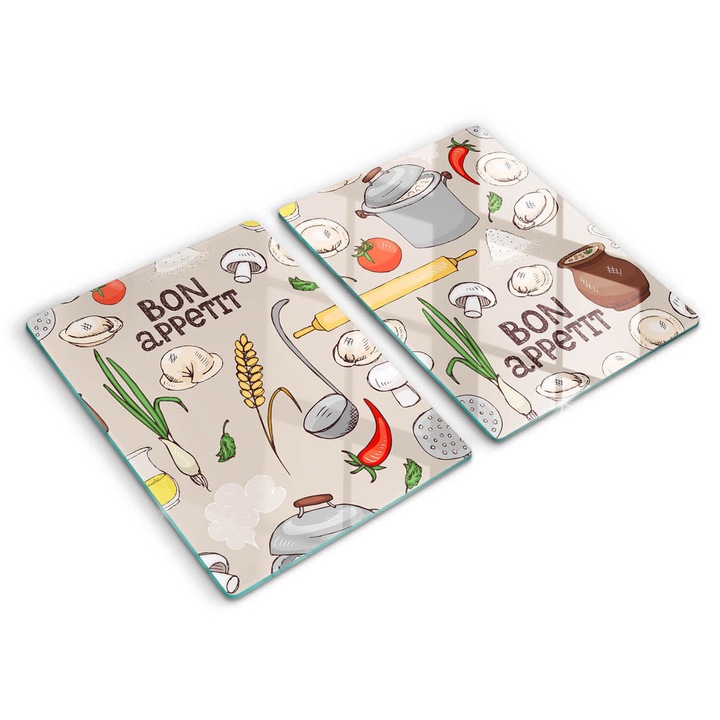 Dekoratív üveg, Wallfluent, Konyha illusztráció, Bézs, 2x40x52 cm