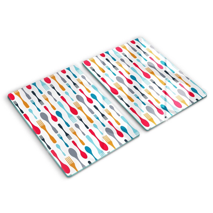 Dekoratív üveg, Wallfluent, Kanál illusztráció, Sokszínű, 2x40x52 cm