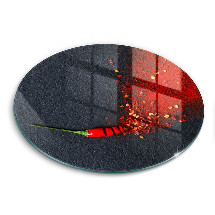 Tocatoare de bucatarie, Wallfluent, din sticla, Ø30 cm, Ardei iute, Gri, 010010520070000027560