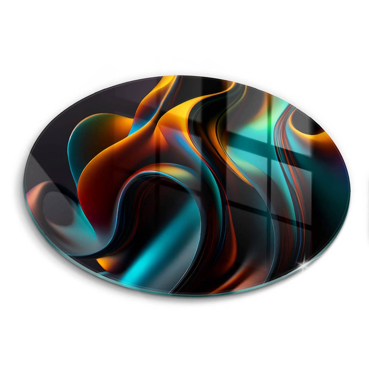 Tocatoare de bucatarie, Wallfluent, din sticla, Ø30 cm, Abstractizare colorata, Multicolor, 010010520070000075386