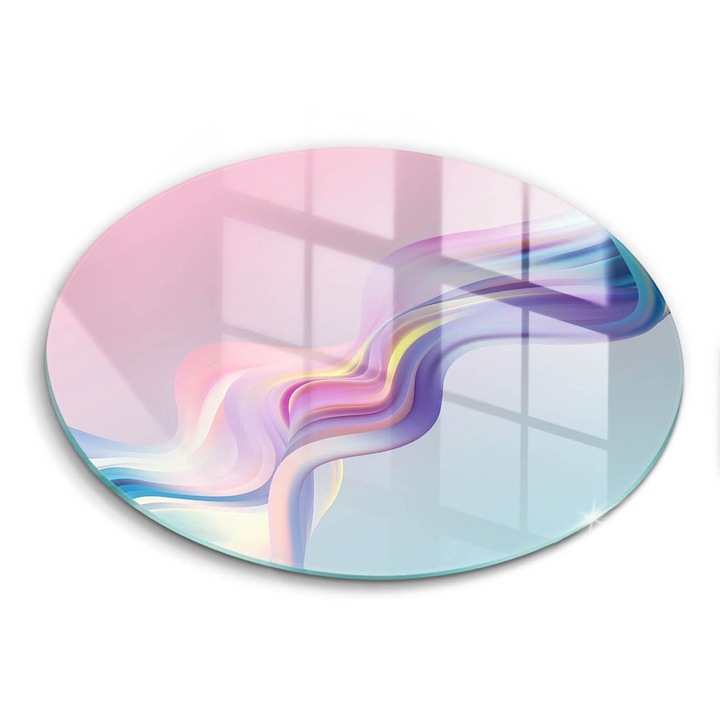 Tocatoare de bucatarie, Wallfluent, din sticla, Ø30 cm, Abstractia pastelata, Roz, 010010520070000075352