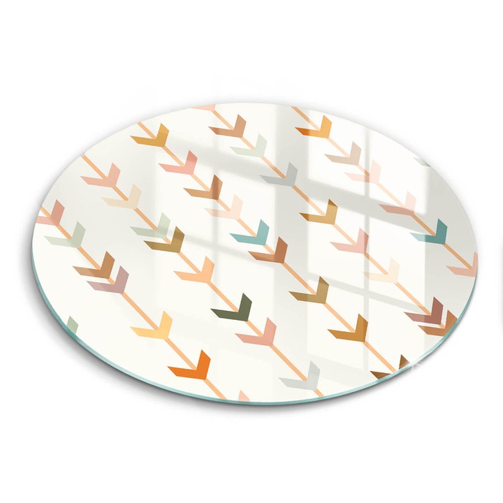 Tocatoare de bucatarie, Wallfluent, din sticla, Ø30 cm, Elemente geometrice, Multicolor, 010010520070000274960