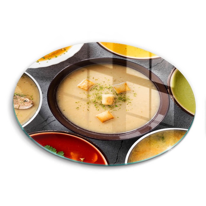 Tocatoare de bucatarie, Wallfluent, din sticla, Ø30 cm, Supe colorate, Multicolor, 010010520070000275108